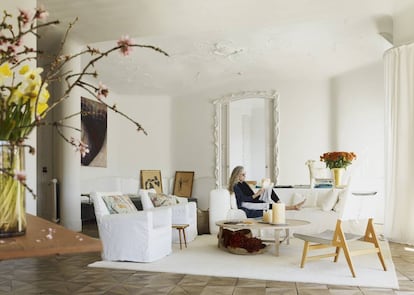 Ana Viladomiu in her living room in Gaudi’s La Pedrera building in Barcelona.