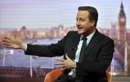 El primer ministro británico, David Cameron, este domingo durante la entrevista con la BBC.