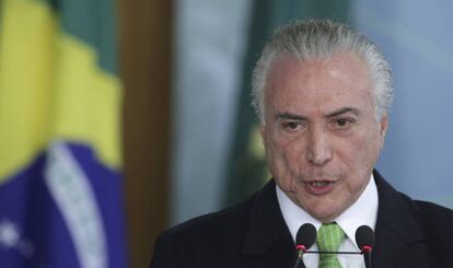 Michel Temer em cerim&ocirc;nia no Pal&aacute;cio do Planalto no dia 5 de junho.