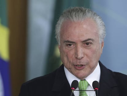 Michel Temer em cerim&ocirc;nia no Pal&aacute;cio do Planalto no dia 5 de junho.