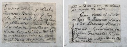 Una nota de 1810 encontrada en una de las cajas.