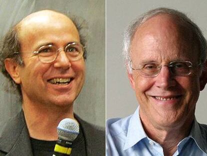 Los galardonados con el Nobel de Física 2004: Frank Wilczeck y David J. Gross.