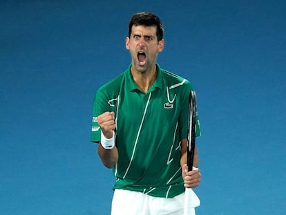 Djokovic celebra un punto.