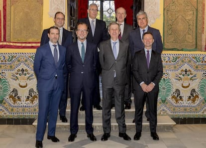 De izquierda a derecha empezando por arriba Ángel Zamora González de la Peña, José Manuel García-Quilez Gómez, Miguel Cuellar Portero, Jerónimo Zamora López. De izquierda a derecha en la fila de abajo Javier Romero Iribas, Javier Romero Martínez-Cañavate, Adolfo Cuellar Portero y Ricardo Astorga Morano.
