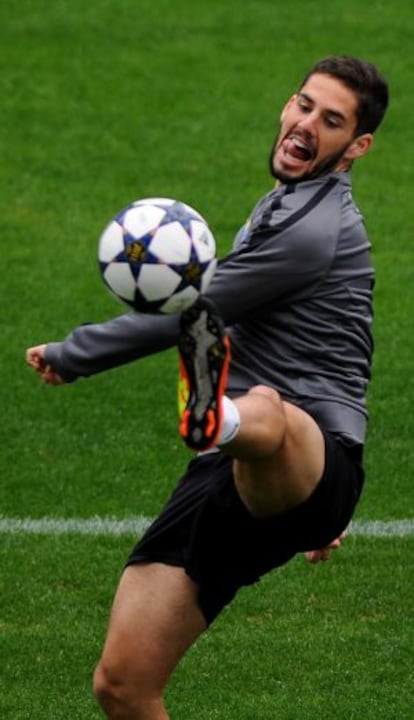 Isco, en el entrenamiento de ayer.