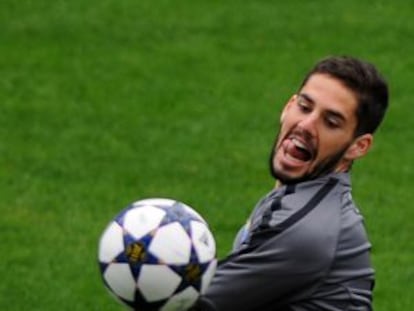 Isco, en el entrenamiento de ayer.