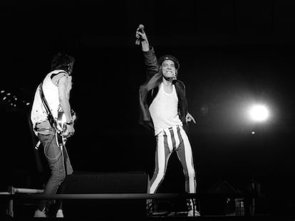 Mick Jagger, en el concierto de los Rolling Stones, en estadio Vicente Calderón de Madrid.