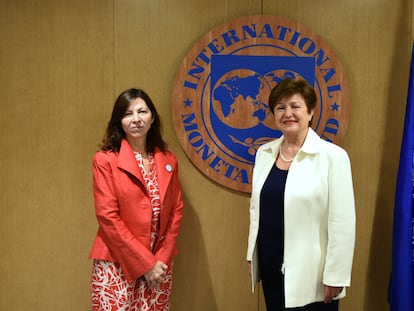 Silvina Batakis y Kristalina Georgieva, esta semana en Washington.