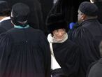 (FILES) In this file photo taken on January 19, 2001 US Supreme Court Justice Ruth Bader Ginsburg is bundled up for the cold as she stands with other members of the Supreme Court before the start of the swearing in ceremony for US President-elect George W. Bush at the US Capitol in Washington, DC. - Supreme Court Justice Ruth Bader Ginsburg died September 18, 2020 at her home in Washington, the court says. She was 87.
Ginsburg died of complications from metastatic pancreatic cancer. (Photo by Timothy A. CLARY / AFP)