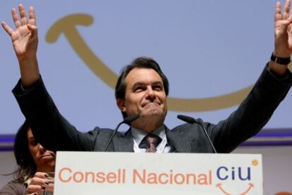 El presidente de la Generalitat, Artur Mas, durante el Consell Nacional de CDC y UDC.