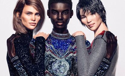 Margot, Shudu y Zhi, las tres modelos virtuales de Balmain.