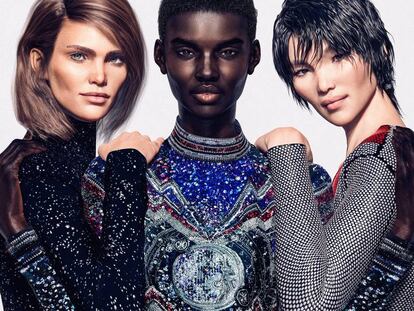 Margot, Shudu y Zhi, las tres modelos virtuales de Balmain.