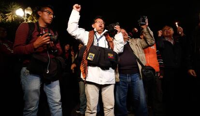 Una manifestación en Quito para exigir la liberación del equipo periodístico secuestrado.