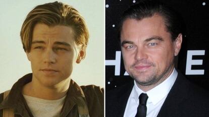 Leonardo DiCaprio, en 'Titanic' y en un evento en noviembre de 2018.