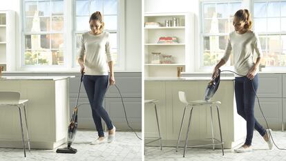 Con esta versátil aspiradora tipo escoba podrás limpiar la casa con facilidad.
