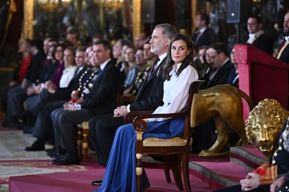MADRID, 09/01/2025.- Los Reyes, durante la tradicional recepción al cuerpo diplomático acreditado en España.