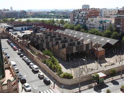 Vista aérea de las antiguas cocheras de Metro, en Cuatro Caminos. 