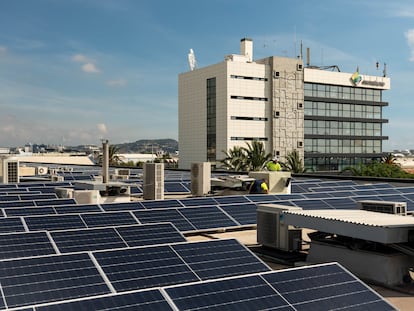 Placas fotovoltaicas en los edificios de Mercabarna.