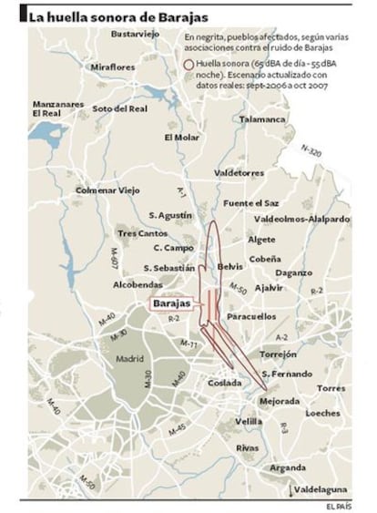 El mapa del ruido del aeropuerto.