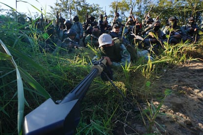 Members of the Jalisco New Generation Cartel in Morelia, Michoacán, on November 12, 2023.