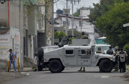 Elementos de la Marina durante el operativo en el que presuntos narcotraficantes fueron abatidos por el Ejército mexicano.