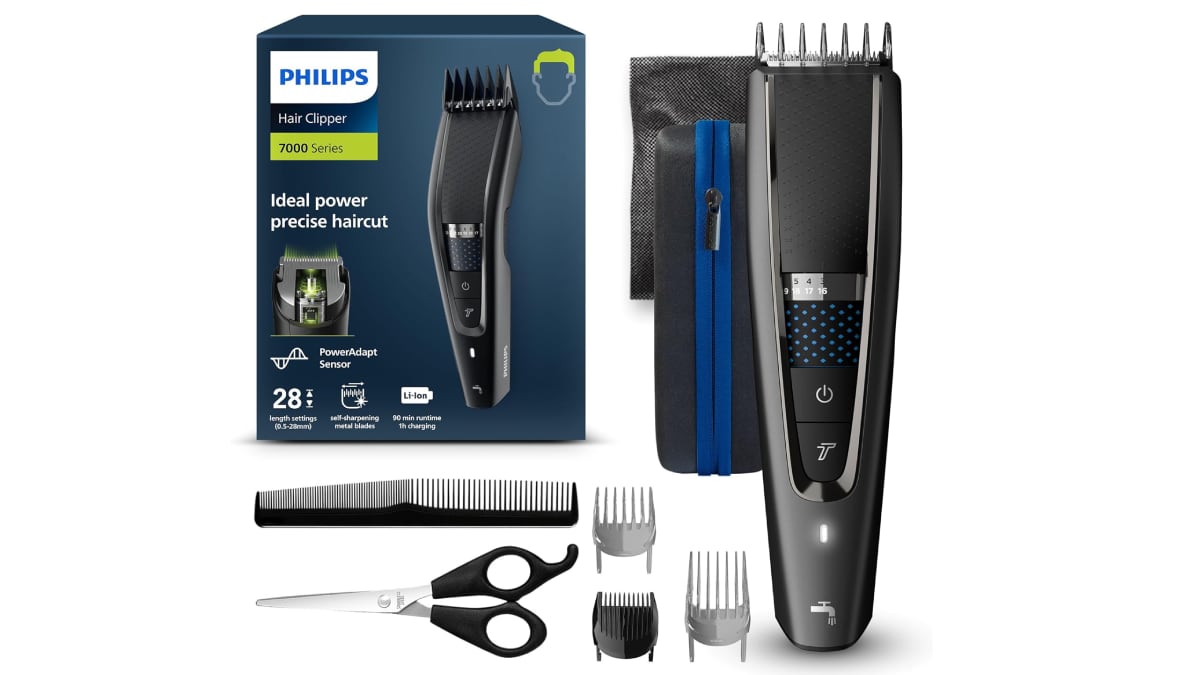 Cortapelos Philips con cuchillas de titanio y tijeras incluidas.