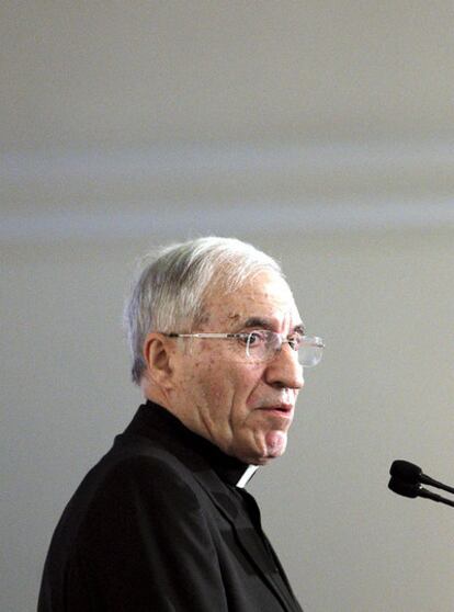 El cardenal Antonio María Rouco Varela, durante la conferencia en el Foro de la Nueva Sociedad.