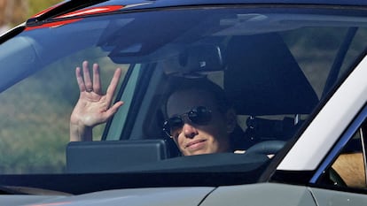 Carolina Gonzales, daughter of Venezuela's presidential opposition candidate in the recent election Edmundo Gonzalez, leaves the Torrejon de Ardoz Air Force Base, outside Madrid, Spain, September 8, 2024. REUTERS/Violeta Santos Moura