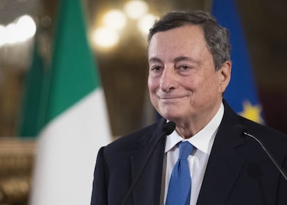 El exdirector del BCE, Mario Draghi, tras su reunión en Roma con el presidente italiano, Sergio Mattarella.