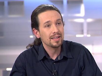 Pablo Iglesias, durante sua entrevista no canal de TV Telecinco.