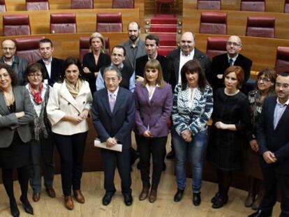 Los diputados socialista en el hemiciclo de las Cortes Valencianas.