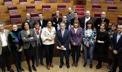 Los diputados socialista en el hemiciclo de las Cortes Valencianas.