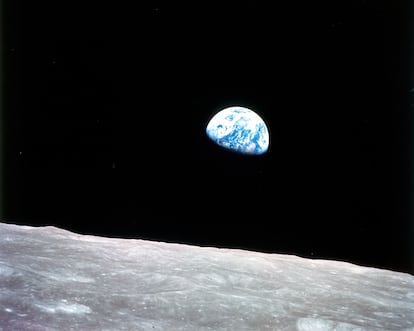 The Earth as seen from the Moon, in a photograph taken by 'Apollo 8' astronaut William Anders.