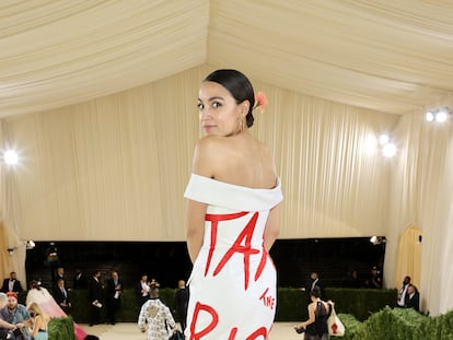 Alexandria Ocasio-Cortez at the New York Metropolitan Museum Gala in September 2021.