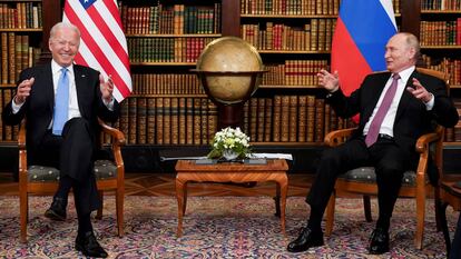 Joe Biden y Vladímir Putin, durante su encuentro  del 16 de junio en  Génova (Suiza).