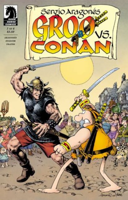 Portada del primer n&uacute;mero de &#039;Groo vs. Conan&#039;