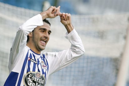 Adrián celebra su gol ante el Espanyol.