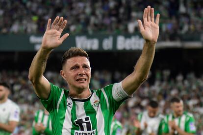 Joaquín Sánchez, durante su despedida como jugador del Betis, el pasado mes de junio en el Benito Villamarín (Sevilla).