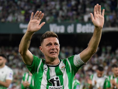 Joaquín Sánchez, durante su despedida como jugador del Betis, el pasado mes de junio en el Benito Villamarín (Sevilla).