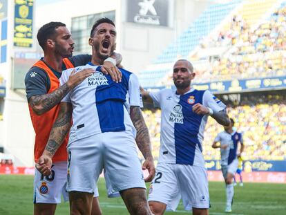 Jose Luis Sanmartin "Joselu" of Espanyol celebrates a goal during the spanish league, La Liga Santander, football match played between Cadiz CF and RCD Espanyol de Barcelona at Nuevo Mirandilla stadium October 9, 2022, in Cadiz, Spain.
AFP7 
09/10/2022 ONLY FOR USE IN SPAIN