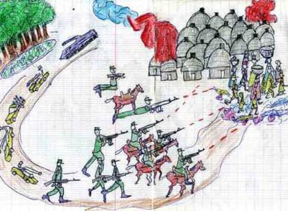 Dibujo de uno de los niños refugiados de Darfur.