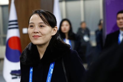 Kim Yo Jong, hermana del líder norcoreano Kim Jong-Un, durante la ceremonia de inauguración de los Juegos Olímpicos de Invierno en Pyeongchang, en febrero de 2018.