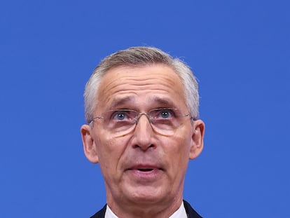 El secretario general de la OTAN, Jens Stoltenberg, este jueves durante la presentación del informe anual en Bruselas.