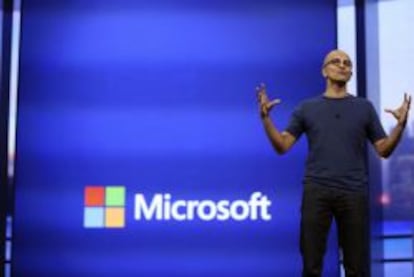 Satya Nadella, consejero delegado de Microsoft, durante la conferencia de desarrolladores en San Francisco, el pasado mi&eacute;rcoles.