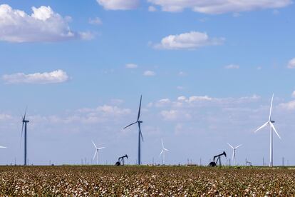 Molinos de viento en Odessa Texas