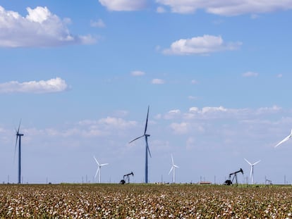 Molinos de viento en Odessa (Texas).