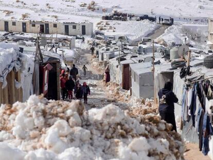 Asentamientos de refugiados de Arsal tras el paso de la tormenta Norma.