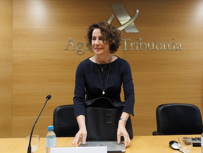 La directora general de la Agencia Tributaria, Soledad Fernández Doctor, presenta la Campaña de IRPF 2022 este martes en la Sede de la Agencia Tributaria.