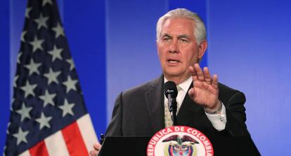 Rex Tillerson, el secretario de Estado de EE UU, el martes en Colombia.