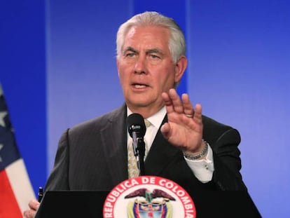 Rex Tillerson, el secretario de Estado de EE UU, el martes en Colombia.